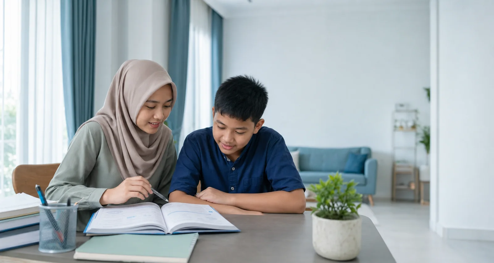 Guru les privat Dumai mendampingi siswa belajar di rumah