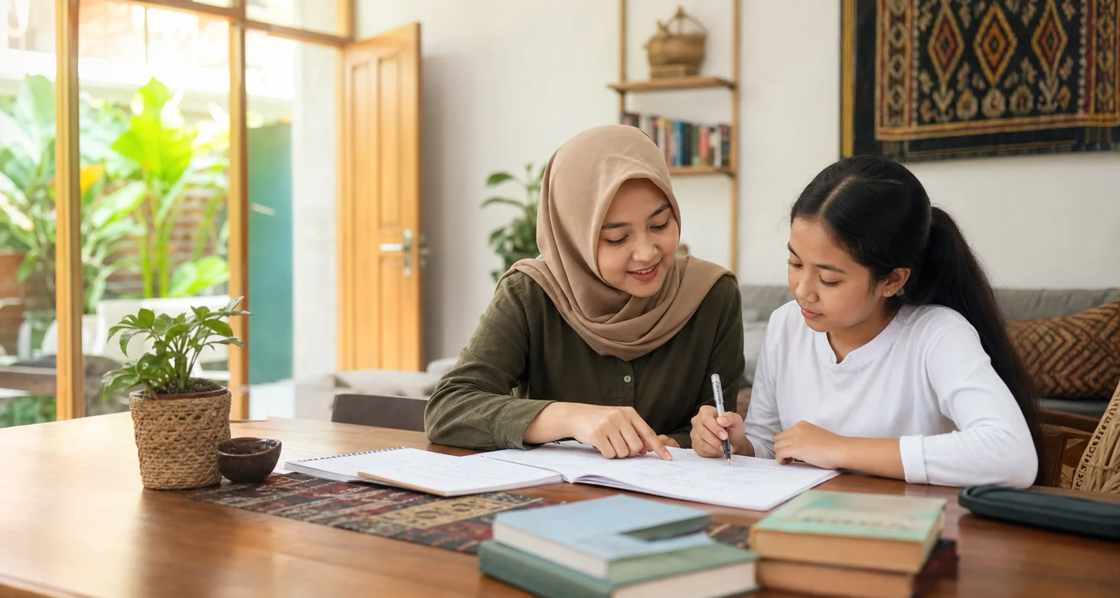 Guru les privat Mataram mendampingi siswa belajar di rumah